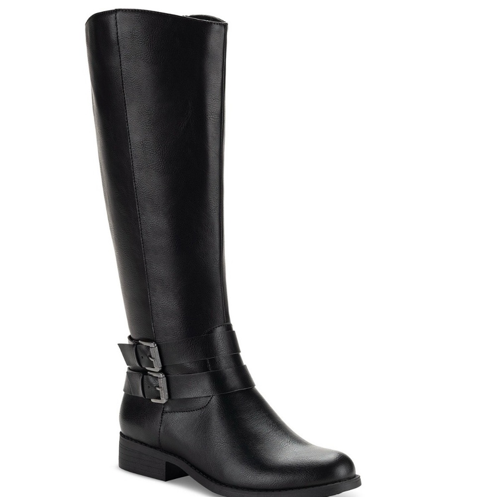 Style & Co Black Buckle Heeled Boots